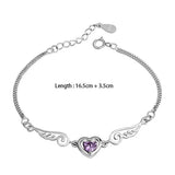 Silver Zircon Angel Wings Heart Bracelet for Women