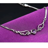 Silver Zircon Angel Wings Heart Bracelet for Women