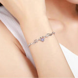 Silver Zircon Angel Wings Heart Bracelet for Women