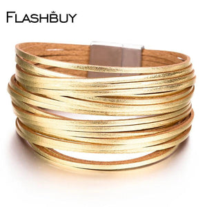 Multilayer Leather Bracelets For Women Magnetic Bangles