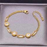316L Stainless Steel Crystal Natural Shell Butterfly Bracelet for Women Girls