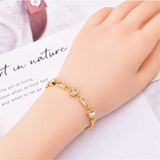 316L Stainless Steel Crystal Natural Shell Butterfly Bracelet for Women Girls