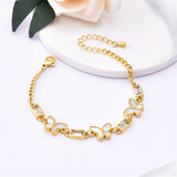316L Stainless Steel Crystal Natural Shell Butterfly Bracelet for Women Girls