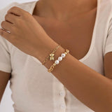 Irregular Baroque Pearl Chain Bracelets Set for Women Bear Pendant Bangles