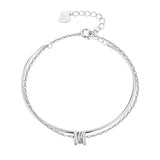 Sparkling Zircon Geometric Silver Bracelet