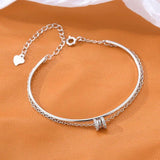 Sparkling Zircon Geometric Silver Bracelet