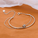 Sparkling Zircon Geometric Silver Bracelet