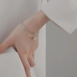 Sparkling Zircon Geometric Silver Bracelet