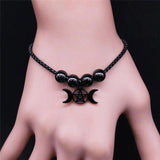 Goth Wicca Triple Moon Ghost BC Band Bracelet Flower Hecate Wheel