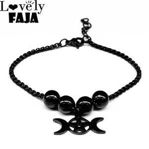 Goth Wicca Triple Moon Ghost BC Band Bracelet Flower Hecate Wheel