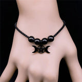 Goth Wicca Triple Moon Ghost BC Band Bracelet Flower Hecate Wheel