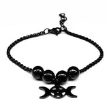 Goth Wicca Triple Moon Ghost BC Band Bracelet Flower Hecate Wheel