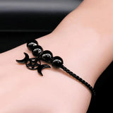 Goth Wicca Triple Moon Ghost BC Band Bracelet Flower Hecate Wheel