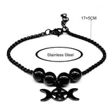 Goth Wicca Triple Moon Ghost BC Band Bracelet Flower Hecate Wheel