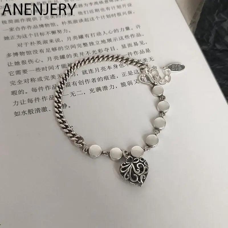 Silver Chain Love Heart Link Bracelet Crystal Bracelets Bangles For Women