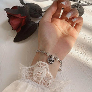 Silver Chain Love Heart Link Bracelet Crystal Bracelets Bangles For Women