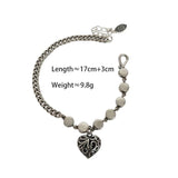 Silver Chain Love Heart Link Bracelet Crystal Bracelets Bangles For Women