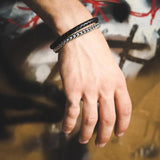 Cuban Chain Men Bracelet Set Stainless Steel Link Chain Bracelet Gift