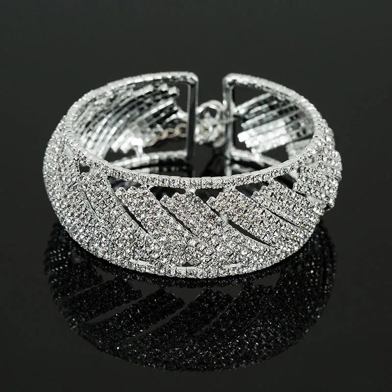 Silver Chain Link Bracelets & Bangles Crystal Wedding Jewelry