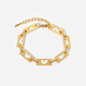 Heart Chain Bracelet 18K Plated Stainless Steel for Women