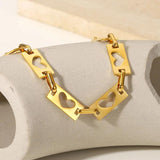 Heart Chain Bracelet 18K Plated Stainless Steel for Women