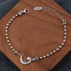 Foxanry Silver Punk Bracelet Moon Stars Chain Bangle Party Jewelry
