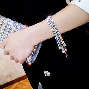 Full Rhinestone Bracelet Long Tassel Crystal Bangles