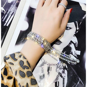 Full Rhinestone Bracelet Long Tassel Crystal Bangles