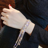 Full Rhinestone Bracelet Long Tassel Crystal Bangles
