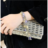 Full Rhinestone Bracelet Long Tassel Crystal Bangles