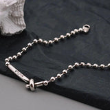 Foxanry Silver Good Luck Bracelet for Women Vintage Bead Chain Bangles