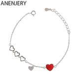 Silver Red Heart Bracelet Zircon Jewelry for Women S-B264