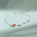 Silver Red Heart Bracelet Zircon Jewelry for Women S-B264