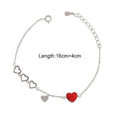 Silver Red Heart Bracelet Zircon Jewelry for Women S-B264