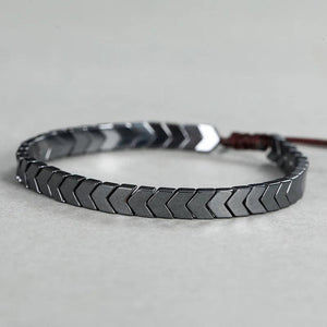 Natural Hematite Bracelet Men Women Adjustable Yoga Arrows Gift