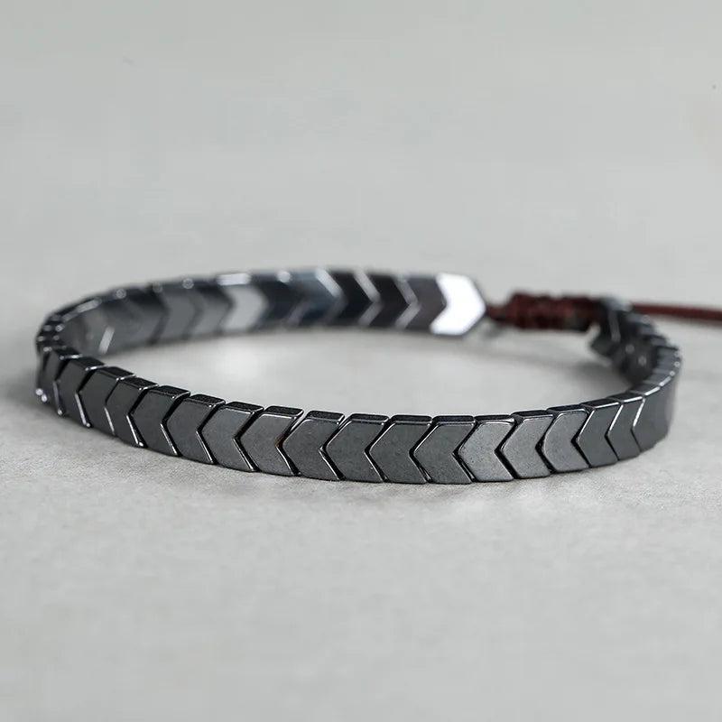 Natural Hematite Bracelet Men Women Adjustable Yoga Arrows Gift
