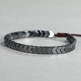 Natural Hematite Bracelet Men Women Adjustable Yoga Arrows Gift