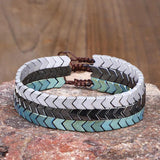 Natural Hematite Bracelet Men Women Adjustable Yoga Arrows Gift