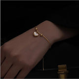 316L Stainless Steel Love Heart Pearl Bracelet Adjustable Gift