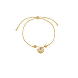 316L Stainless Steel Love Heart Pearl Bracelet Adjustable Gift