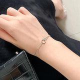 Silver CZ Geometric Double Layer Bracelet for Women