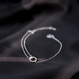 Silver CZ Geometric Double Layer Bracelet for Women