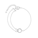 Silver CZ Geometric Double Layer Bracelet for Women