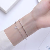 Silver Double Layer Round Disc Lucky Pendant Bracelet for Women
