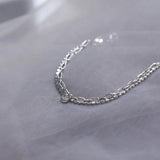 Silver Double Layer Round Disc Lucky Pendant Bracelet for Women