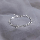 Silver Double Layer Round Disc Lucky Pendant Bracelet for Women