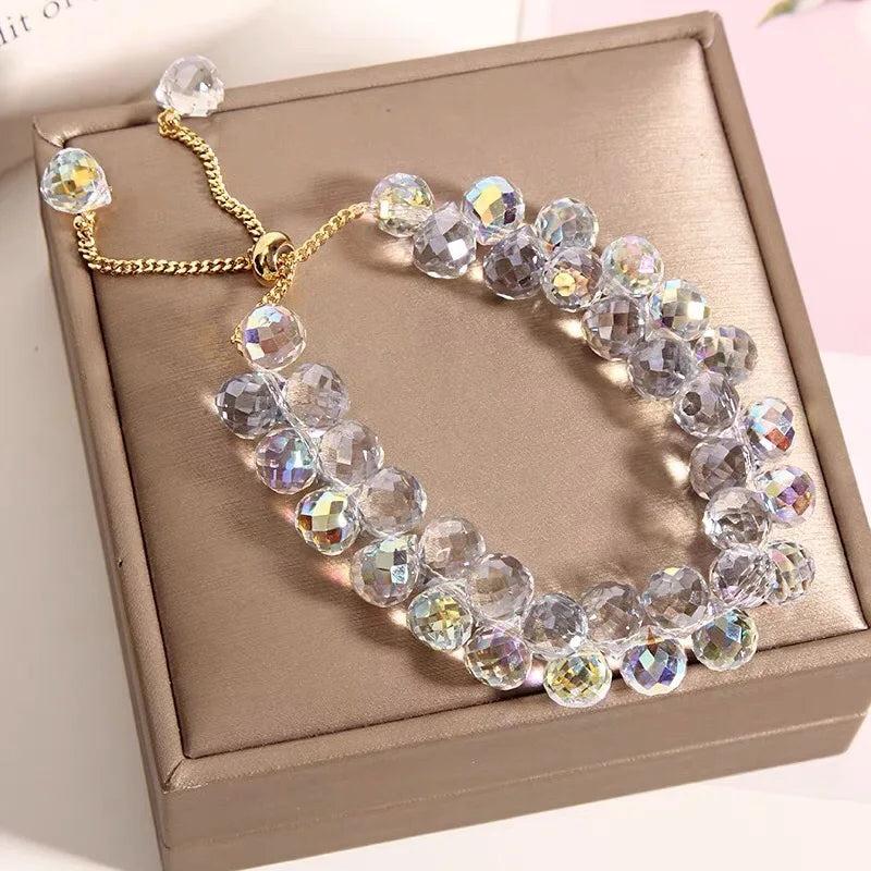 Adjustable Stone Beads Bracelet Women Crystal Jewelry