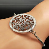 Tree of Life Crystal Stainless Steel Women Silver Bracelet