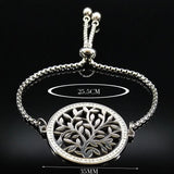 Tree of Life Crystal Stainless Steel Women Silver Bracelet