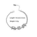 Vintage Elephant Ancient Coins Silver Bracelet For Women Men